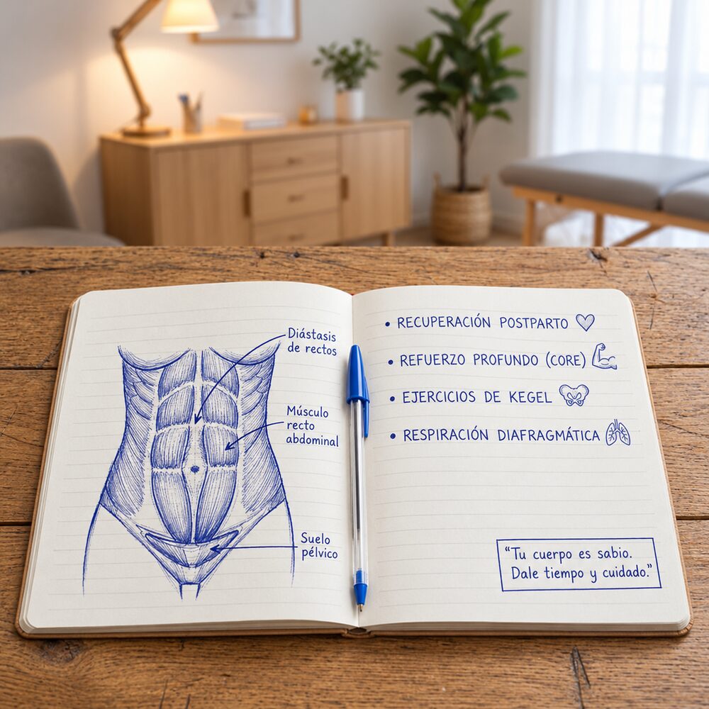 Cuaderno con dibujo de la diástasis